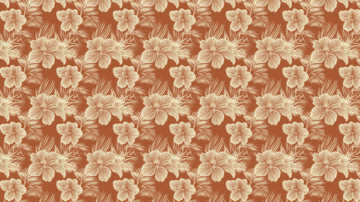 Papier peint floral Motif de fleurs et feuilles sur fond rouille