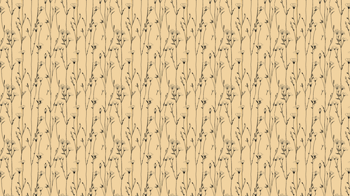 Papier peint floral Motif de fleurs et tiges sur fond beige
