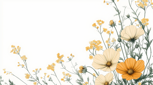 Papier peint floral Motif de fleurs jaunes et orangées