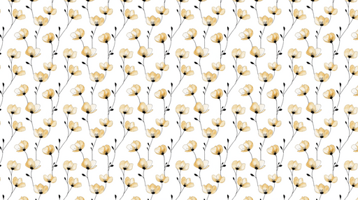 Papier peint floral Motif de fleurs jaunes sur fond blanc