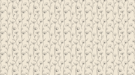 Papier peint floral Motif de fleurs linéaires sur fond beige