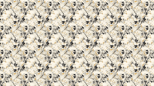 Papier peint floral Motif de fleurs monochromes avec accents dorés