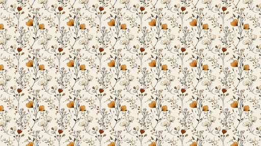 Papier peint floral Motif de fleurs orange et blanches sur fond crème