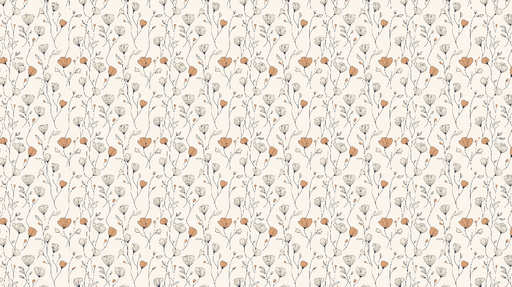 Papier peint floral Motif de fleurs orange sur fond clair