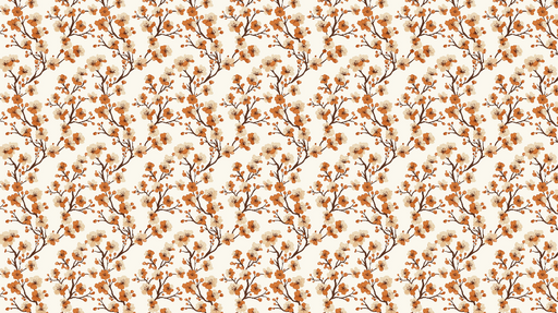 Papier peint floral Motif de fleurs orangées et branches délicates