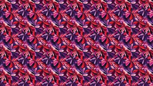 Papier peint floral Motif de fleurs rouges et rosées sur fond sombre