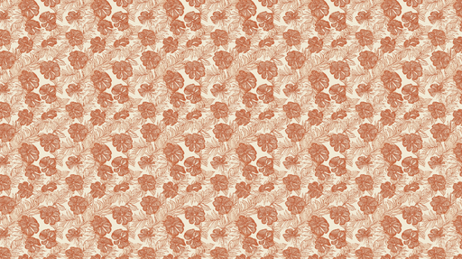 Papier peint floral Motif de fleurs rustiques en teintes ocres sur fond crème