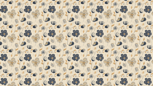 Papier peint floral Motif de fleurs stylisées sur fond crème