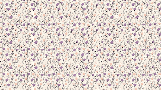 Papier peint floral Motif de fleurs violettes et roses sur fond crème