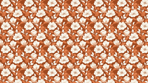 Papier peint floral Motif de jolies fleurs blanches sur fond terre cuite