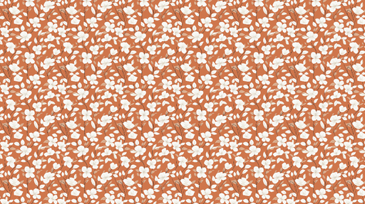 Papier peint floral Motif de petites fleurs blanches sur fond terracotta