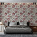 Une chambre moderne avec un papier peint floral aux teintes douces de rose et crème, créant une ambiance romantique et apaisante.
