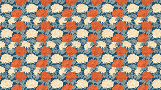 Papier peint floral Motif de pivoines rouges et blanches sur fond bleu