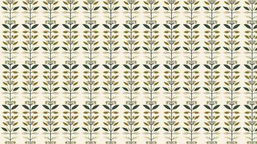 Papier peint floral Motif de tiges de fleurs en tons verts et or