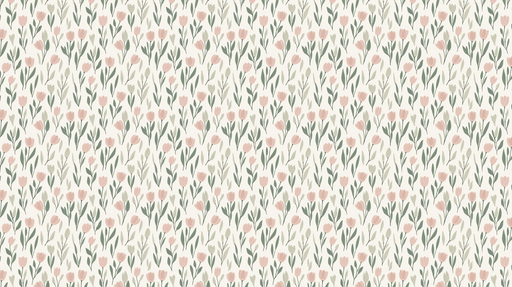 Papier peint floral Motif de tulipes roses et feuillage vert