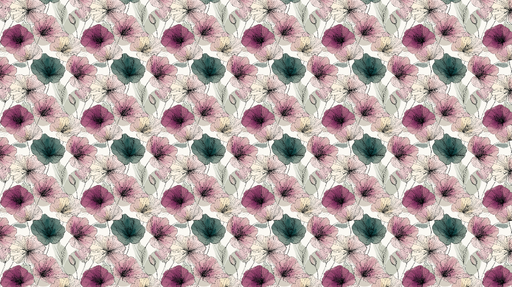 Papier peint floral Motif délicat de fleurs aux teintes pastel et feuillage subtil