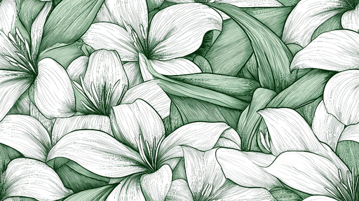 Papier peint floral délicat avec motif de fleurs blanches et feuilles vertes pour décoration murale élégante.