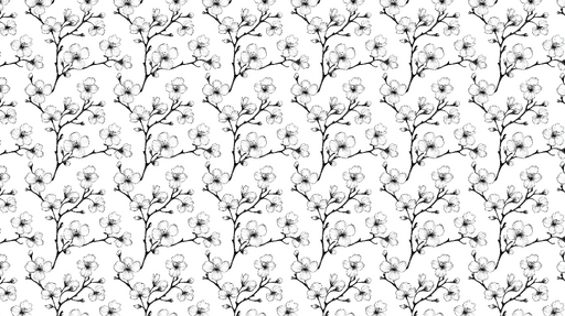 Papier peint floral Motif délicat de fleurs et branches en noir et blanc