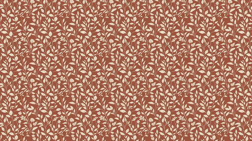 Papier peint floral Motif délicat de fleurs et de feuillage sur fond rouge terre