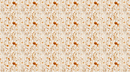 Papier peint floral Motif délicat de fleurs et herbes dans des teintes chaudes