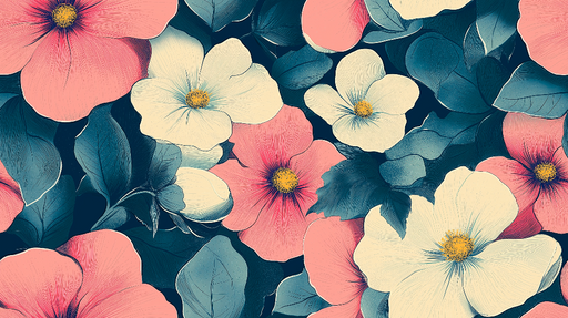 Papier peint floral Motif Éclatant de Fleurs et Feuilles