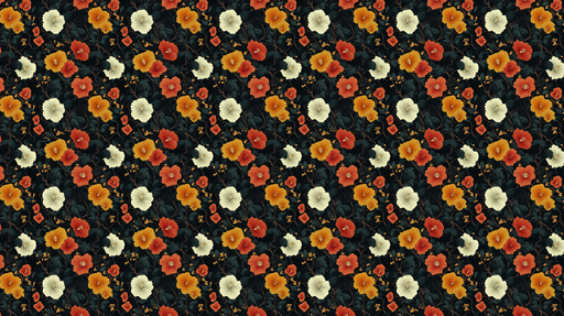 Papier peint floral Motif éclatant de fleurs sur fond sombre