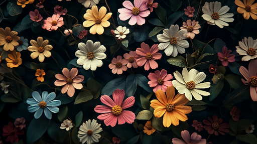 Papier peint floral Motif éclatant de fleurs variées