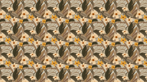 Papier peint floral Motif élégant de fleurs et de feuillages dans des tons chauds