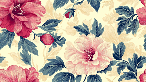 Papier peint floral Motif élégant de fleurs et feuillages