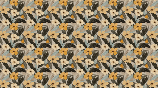 Papier peint floral Motif élégant de fleurs jaunes et feuilles graphiques