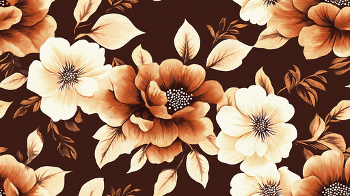 Papier peint floral Motif élégant de fleurs sur fond chocolat