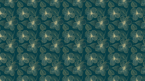 Papier peint floral Motif épuré de fleurs dorées sur fond vert profond