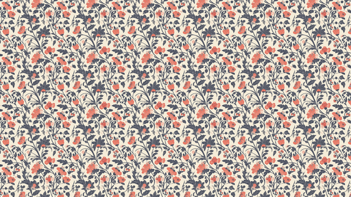 Papier peint floral Motif fleuri pastel avec des touches de corail et bleu marine