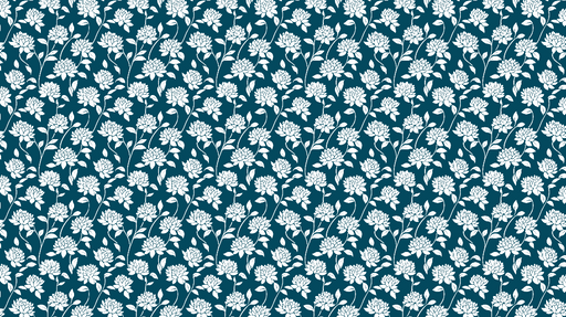 Papier peint floral Motif floraison délicat sur fond bleu-vert