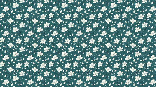 Papier peint floral Motif lumineux de fleurs blanches sur fond teal profond