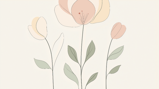 Papier peint floral Motif minimaliste de fleurs pastel