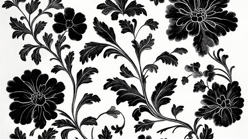 Papier peint floral Motif noir et blanc élégant