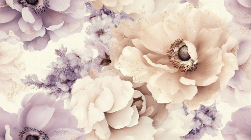 Papier peint floral Motif romantique en tons pastels