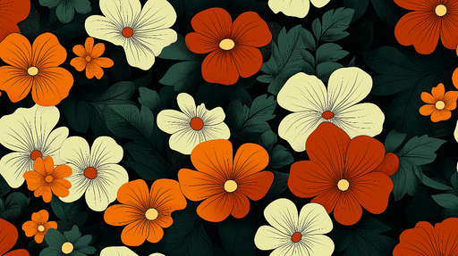 Papier peint floral Motif vibrant aux couleurs chaudes