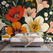Papier peint floral vintage avec fleurs éclatantes pour chambre moderne