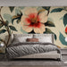 Papier peint floral vintage avec fleurs et feuillage pour chambre élégante