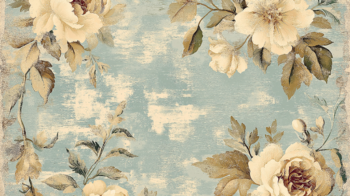 Papier peint floral Motif vintage avec grandes fleurs