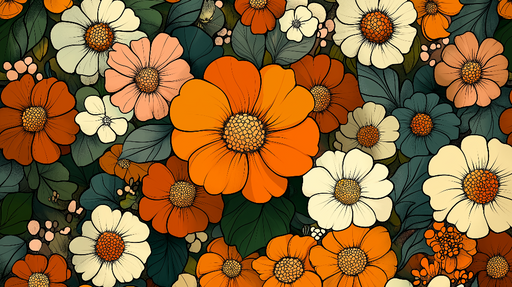 Papier peint floral Motifs colorés et vibrants