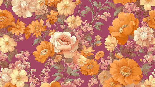 Papier peint floral Motifs colorés sur fond bordeaux