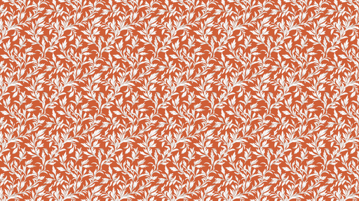 Papier peint floral Motifs de feuilles blanches sur fond terre cuite