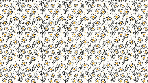 Papier peint floral Motifs de fleurs blanches et jaunes sur fond blanc