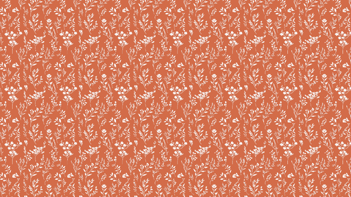 Papier peint floral Motifs de fleurs blanches sur fond terracotta
