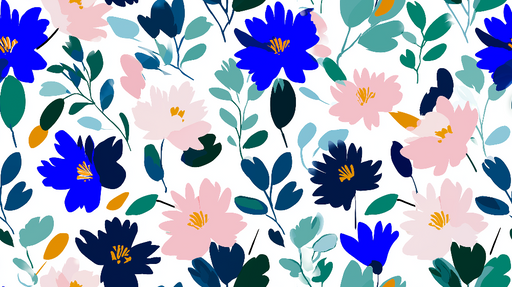 Papier peint floral Motifs de fleurs colorées avec des feuillages stylisés