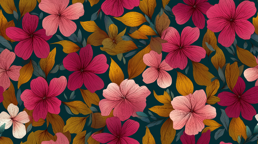 Papier peint floral Motifs de fleurs colorées sur fond fond sombre