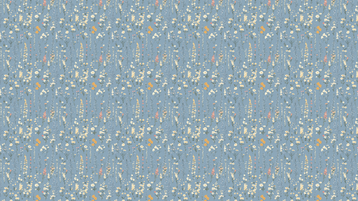 Papier peint floral Motifs de fleurs délicates sur fond bleu